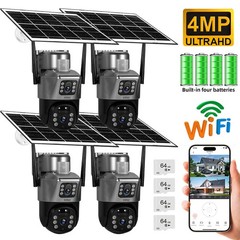 2/4x Solar Security Camera PTZ 4MP 2K WIFI CCTV Video Surveillance 64G SD Card