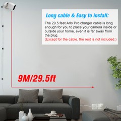 29.5ft/9M Charging Power Cable Fits for Arlo Pro Arlo Pro 2 Arlo GO /Light M5U5