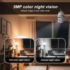 5PCS Light Bulb Security Camera 5MP WIFI 360° Color Wireless IR Motion Audio
