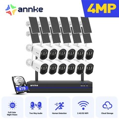 ANNKE 4MP Wireless Security Camera System Wifi Solar Battery Powered 2 Way Audio