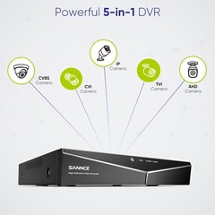 SANNCE 5MP 8CH DVR Color Night Vision CCTV 1080P Security Camera System Outdoor