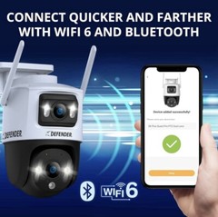 Defender AI Powered Guard Pro 3K Plus – Dual lenses – PTZ Wi-Fi 6 – NIB