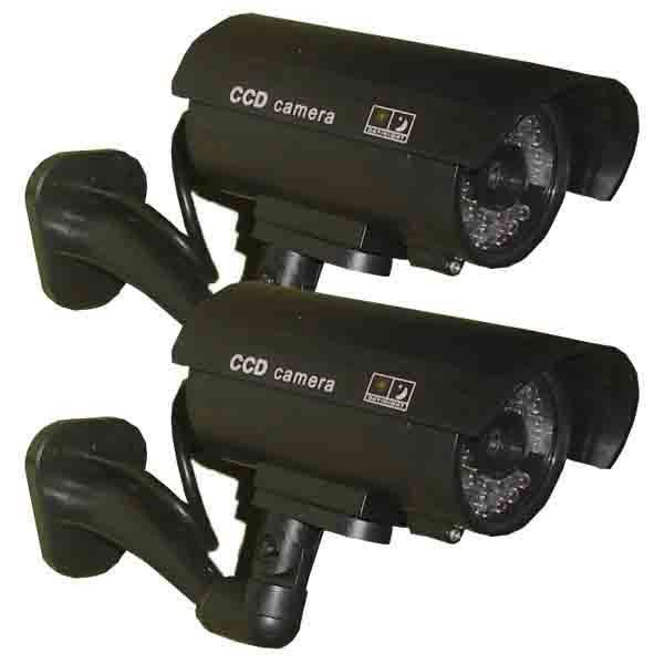 2x Dummy Security Camera Fake LEDs Flashing Light Home Surveillance Waterproof