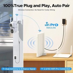 10CH Wireless Security Cameras System 360° PTZ Outdoor NVR system Kit 500GB HDD