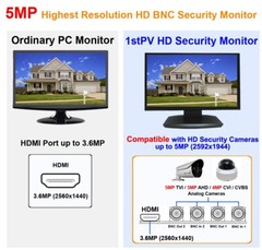 1PV 19.5″ 5MP Super HD 16:9 Professional Security Monitor, 1 HDMI, BNC