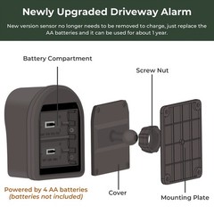 1/2 Mile Hosmart Driveway Alarm Wireless Sensor System & Driveway Sensor Alert S