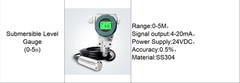 Submersible Level Gauge with Display Sensor Water Level Gauge SS Probe Tan Water