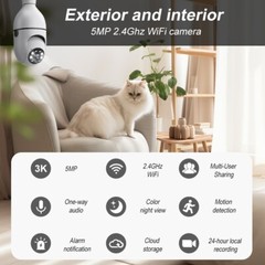5PCS Light Bulb Security Camera 5MP WIFI 360° Color Wireless IR Motion Audio