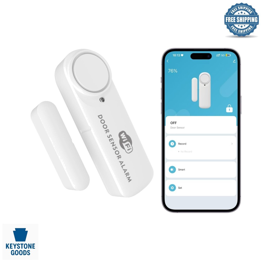 100dB WiFi Door & Window Alarm Sensor – Smart Home Security with App Alerts &…