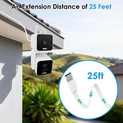 25FT Power Cable for WYZE Cam Pan V4, WYZE Duo/Solar Cam Pan, for eufy SoloCa…