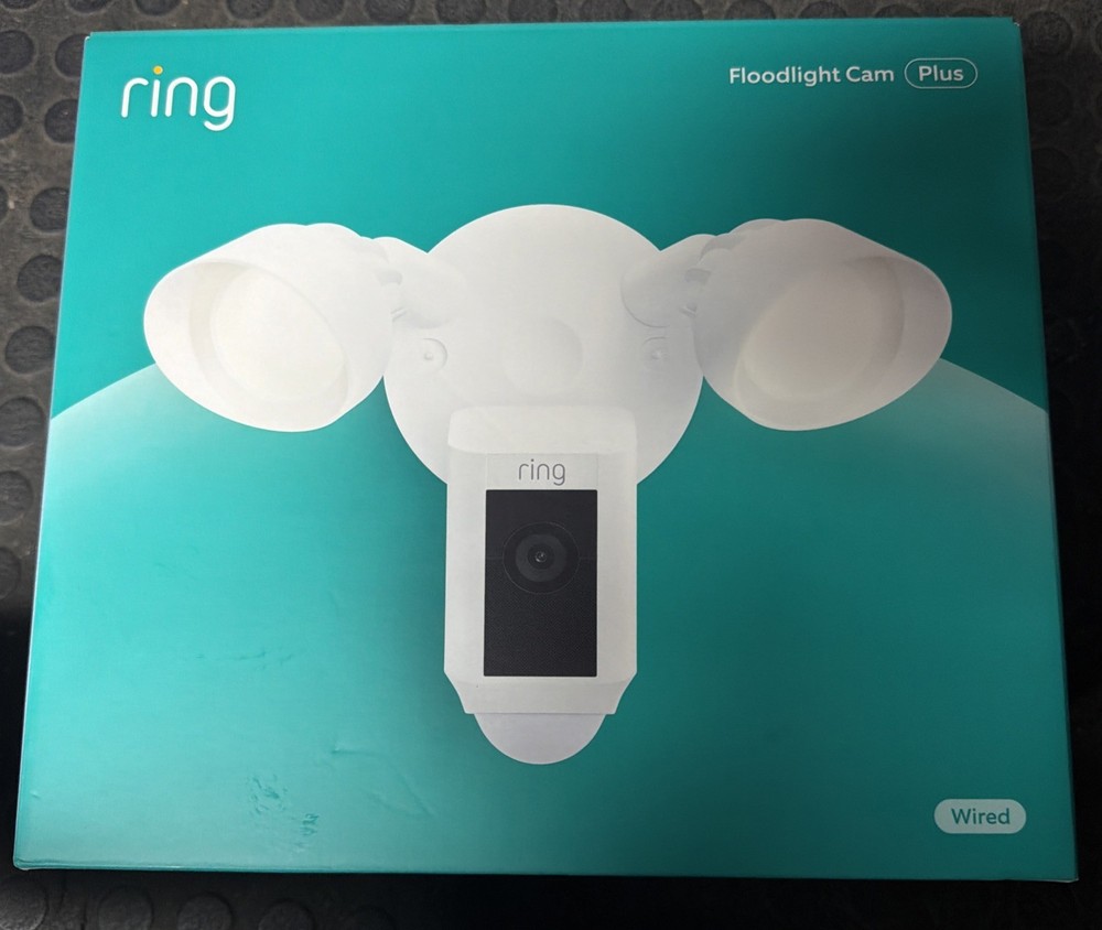 Ring Floodlight Cam Wired Plus Motion-Activated Camera 1080p White -NEW/SEALED-