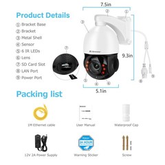 JENNOV 8MP POE Security IP Camera Outdoor Night Two-Way Audio Human Detection