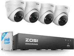 ZOSI 4K 8CH NVR 8MP POE CCTV Security Camera System 2TB HDD 2-Way Audio Outdoor