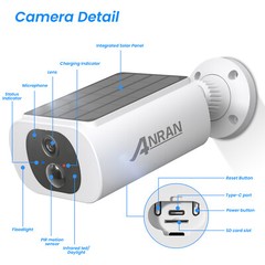 ANRAN 5MP Wireless Solar Security Camera System Outdoor WiFi Home Battery Camer