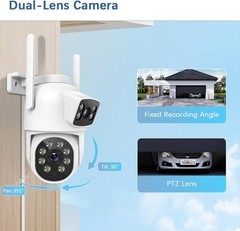 CAMCAMP Wireless Security Camera System Dual Screen 2Lens 10CH NVR Outdoor WIFI
