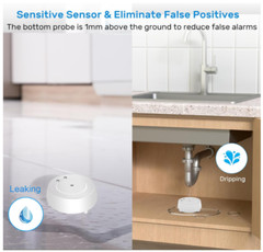 Wifi Water Leak Detector: 110Db Water Sensor Alarm with Triple Real-Time Alerts