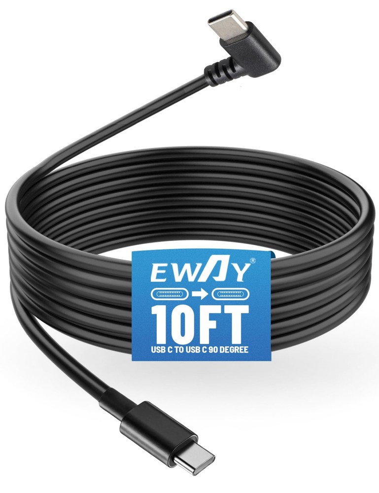 EWAY USB C to 90 Degree C Dash Cam Power Cord 10FT, Replacement 10 feet
