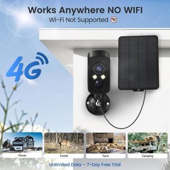 Advanced 4G LTE Cellular Security Camera – 2K Night Vision, 7-Day Cloud Storage