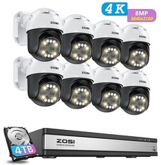 ZOSI 16CH 4K PTZ PoE Security 8MP Camera System AI Person Vehicle Detect 4TB HDD