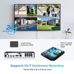 Reolink 4K 8MP 8 Channel 2TB NVR Outdoor PoE Security Camera System RLK8-800D4