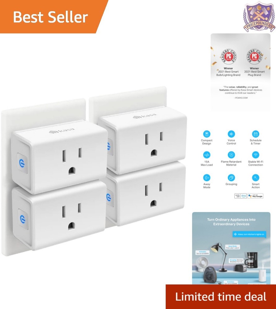 Smart Wi-Fi Outlet Mini 15A Voice Control Compatible with Alexa Google IFTTT
