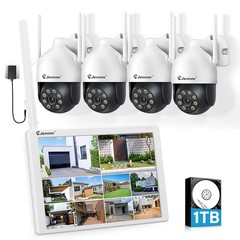 JENNOV 5MP Outdoor WIFI IP Wireless Security Camera System IP66 Kit 10CH Monitor