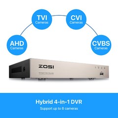 ZOSI 8CH Outdoor Dome Security Camera System 1080p with 5MP Lite DVR for Home