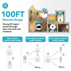 Energy Efficient 3-Outlet Remote Control Plug – 100FT RF Signal Included