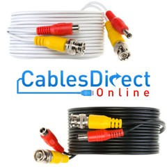 10ft CCTV Cable Security Camera Siamese Wire BNC DC Power Video White Black
