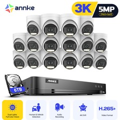 ANNKE 16CH 4K DVR 5MP Audio Security Camera System AI Outdoor Color Night Vision