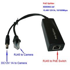 Active (Power Over Ethernet) PoE Splitter 10/100Mbps 12V 1A Output 48V Midspan