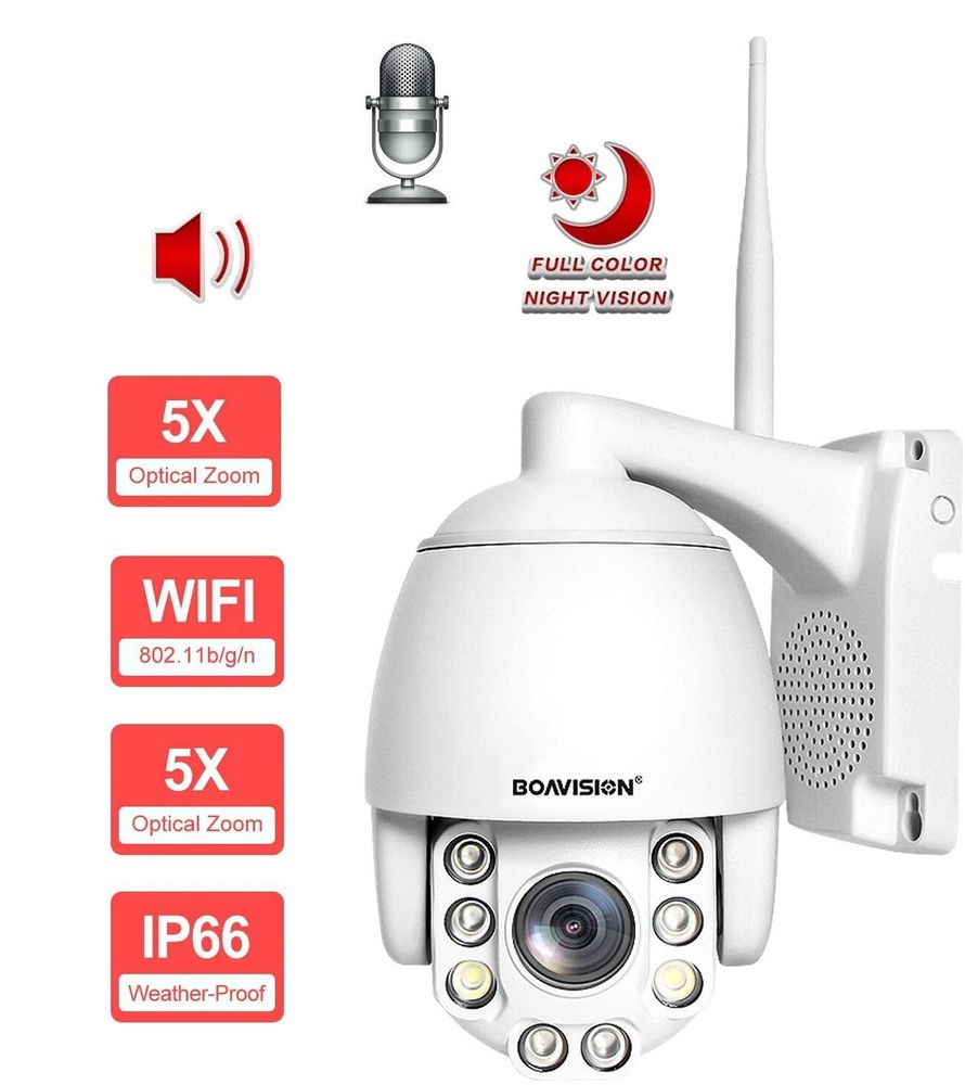 5MP PTZ WiFi Camera, BOAVISION HD Outdoor Wireless IP Camera, 5X Optical Zoom