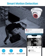 ZOSI 8CH Outdoor Dome Security Camera System 1080p with 5MP Lite DVR for Home