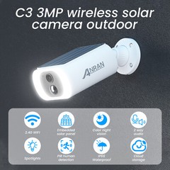 ANRAN Solar Security Camera 3MP Wireless WIFI CCTV Audio Home Outdoor IP66