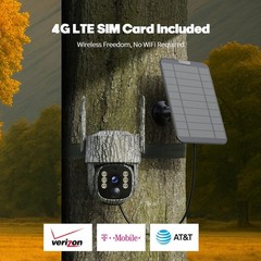 Solar 4G LTE Cellular Security Camera Outdoor No WiFi Night Vision with SIM Card
