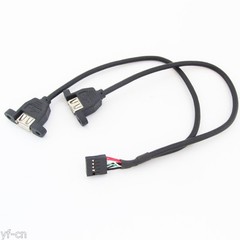 5pcs 50cm 2 Port USB A Female to Internal 2×5 way 9 Pin Header Adapter Cable