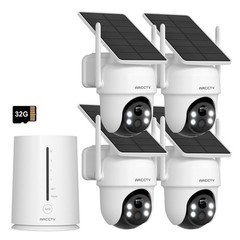 ARCCTV Solar Powered 4MP Wireless Outdoor Security Camera Home IP65 4-Cam Kit IR