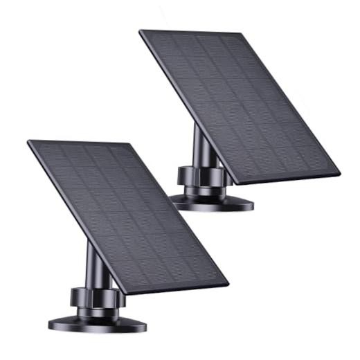 Solar Panel for Security CameraW Solar Charger with Micro USB & USB-C 2 Black