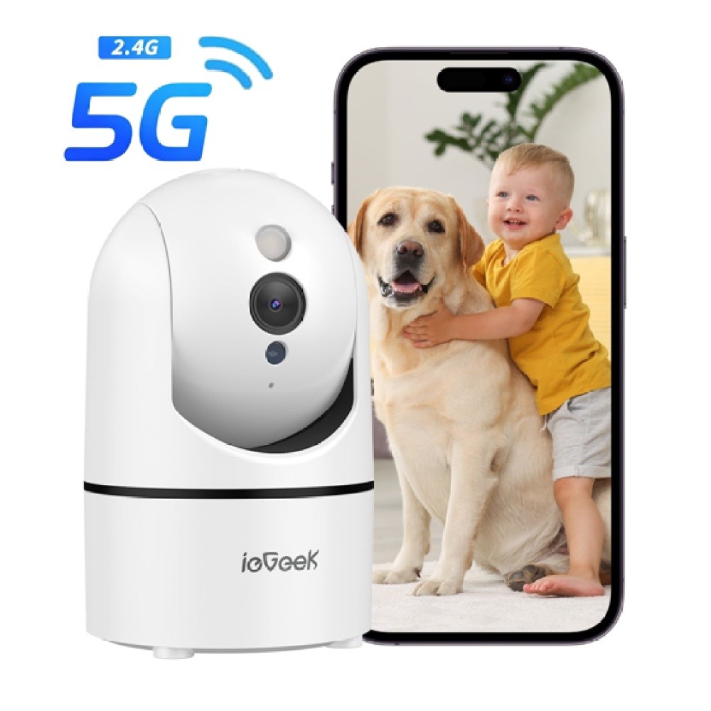ieGeek 2.5K Pet Camera with 360° PTZ & 5G/2.4GHz WiFi Indoor Security Cam Alexa