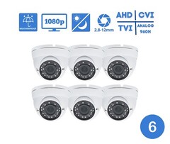 6 HD TVI CVI AHD Analog 1080p Outdoor Manual Zoom Night Vision Security Camera
