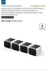 Eufy SoloCam S220 2K Wi-Fi Outdoor Solar Bullet Camera – White 4 of them