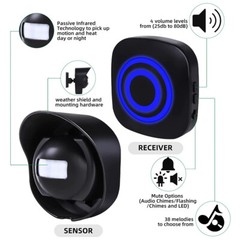 Waterproof 656ft Wireless Driveway Alarm Motion Sensor Alarm Indoor Outdoor H2C8