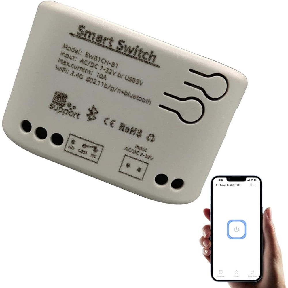 Smart Switch Momentary/Latching WiFi Relay, eWeLink App Bluetooth Control Swi…