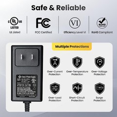 UL Listed 12V 2A 24W 6ft Long Power Supply Adapter, AC DC Switching Adapter (…