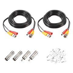 BNC Video Power Cable,3m/10ft All-in-One Security Camera Wire,2 Set Black