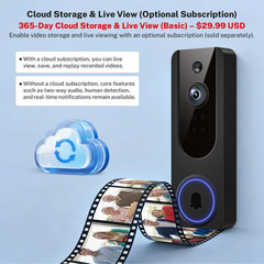 1080P Wireless Wi-Fi Doorbell Camera for Home Safety, Night Vision, 2-Way Audio,