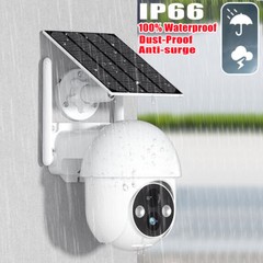 Solar Battery Powered WiFi Outdoor Pan/Tilt Home Security Camera System Wireless