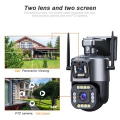 4MP+4MP Wifi Wireless Security Camera PTZ Home Outdoor Surveillance 2-way Audio