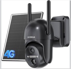 SEHMUA 4G LTE Cellular Solar Security Camera Wireless Outdoor No WiFi – BLACK