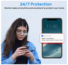 Wifi Water Leak Detector: 110Db Water Sensor Alarm with Triple Real-Time Alerts